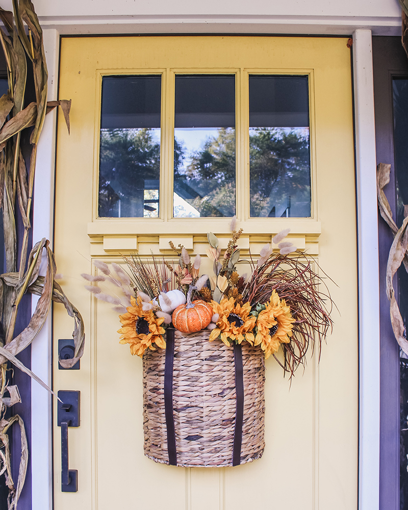 door basket, styling door basket, fall door wreath